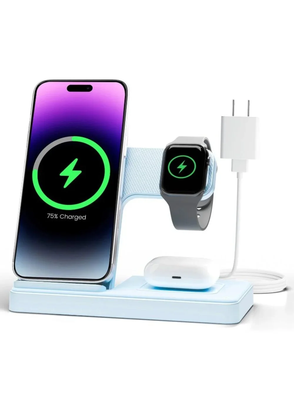 Wireless Charger iPhone Charging Station: 3 in 1 Charger Stand Multiple Devices